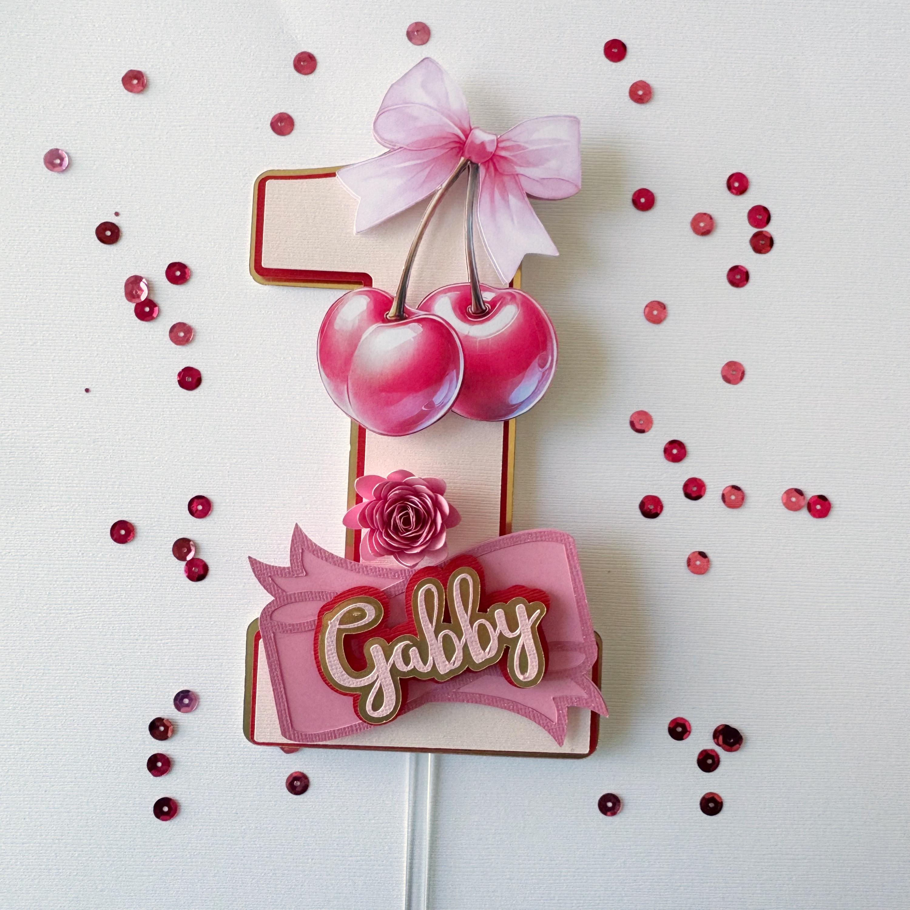 Cherry and Bow Cake Topper First Birthday Party Decorations Coquette ...