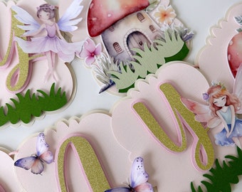 Fairy Happy Birthday Banner Enchanted Fairy Party Decorations Fairy Theme Banner Fairy Garden Wall Decor Fairy Theme Birthday