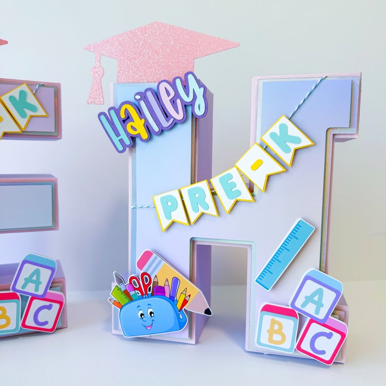 Letter Grad Gift Pre K Graduation 3D Letter Kindergarten Graduation Party Decorations ...