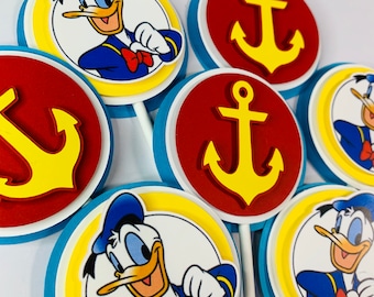Donald Duck cupcake toppers, Donald Duck party decorations, Mickey Mouse clubhouse party decorations, Donald Duck theme party