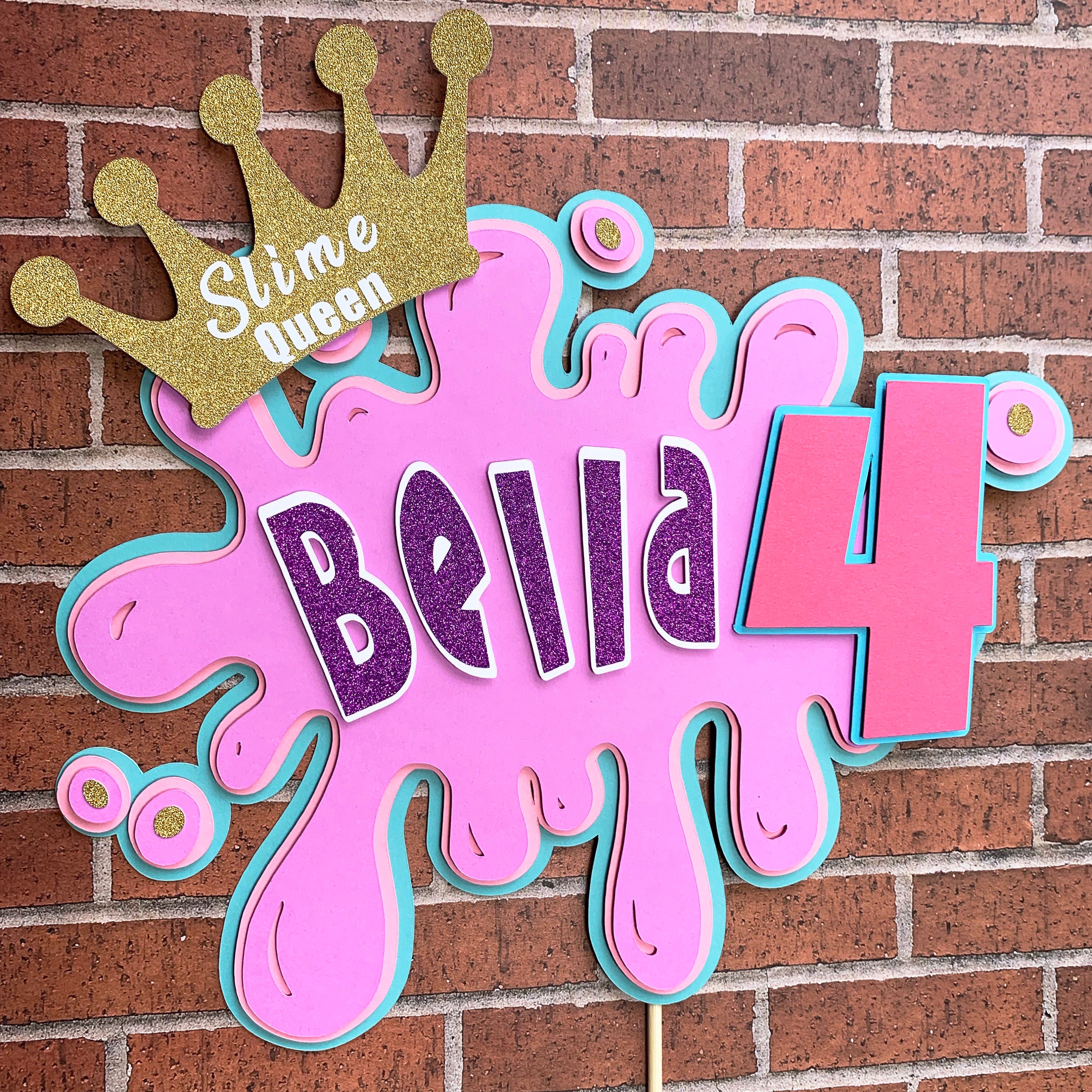 Halawawa Slime Queen Cake Topper, Happy Birthday Cake Topper Slime Shape  Cake Topper Art Theme Party Decor Picks for Baby Shower Girls Birthday  Party