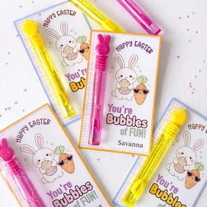 Easter Kids Bubbles Party Favors for Classroom Exchange Non Candy Favors Easter Theme Personalized Bubble Wands for Kids