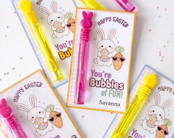 Easter Kids Bubbles Party Favors for Classroom Exchange Non Candy Favors Easter Theme Personalized Bubble Wands for Kids