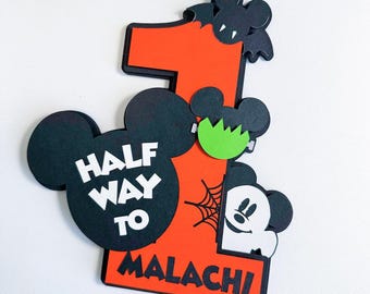 ハーフウェイトゥワン ハロウィンケーキトッパー ハロウィン ミッキーマウス パーティーデコレーション ハロウィン ハーフバースデーケーキトッパー ミッキーマウス ハロウィン