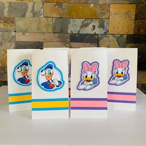 Donald Duck Popcorn Bag, Daisy Duck popcorn bag, Donald Duck and Daisy Duck birthday party decorations, Donald Duck Party favor bags