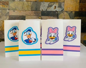 Donald Duck Popcorn Bag, Daisy Duck popcorn bag, Donald Duck and Daisy Duck birthday party decorations, Donald Duck Party favor bags