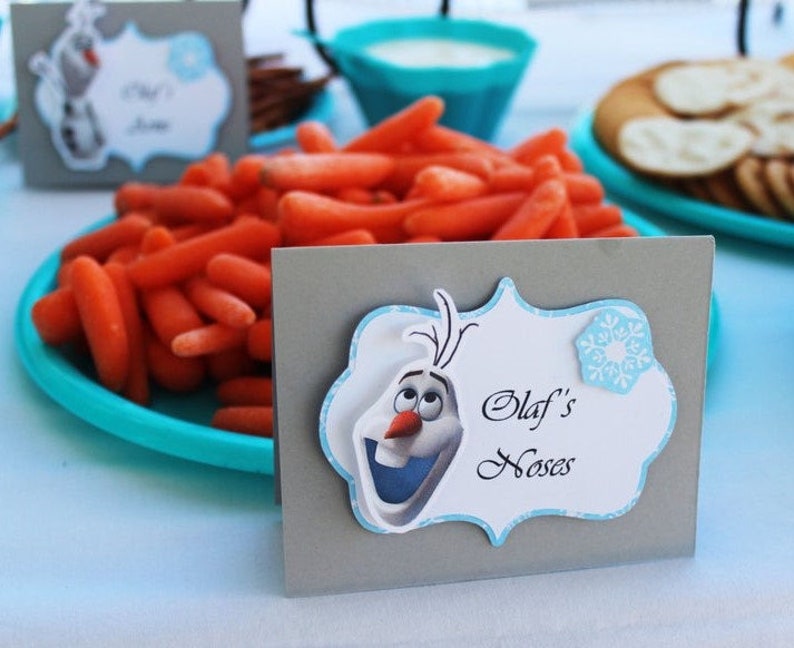 Frozen Party food tents, Frozen party food labels, Frozen party decorations, Frozen theme party, Frozen table tents, Frozen food cards image 2