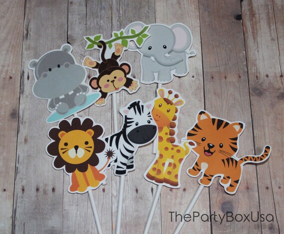 Safari Jungle cupcake toppers, Safari party decorations, Jungle animals party decor, Safari cake topper, Zoo party decorations, Il_570xn