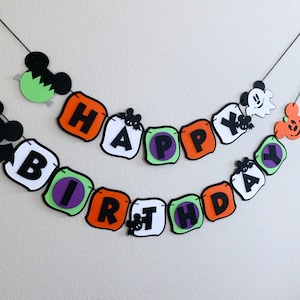 Banner de Halloween do Mickey Mouse Decorações para Festa de Halloween Banner de Feliz Aniversário do Mickey Mouse para Festa de Halloween com Tema Mickey Mouse