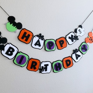 Halloween Mickey Mouse Banner, Halloween party decorations, Halloween Mickey happy birthday banner, Mickey Mouse halloween theme party