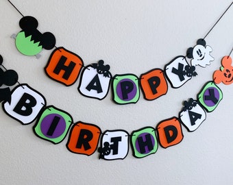 Halloween Mickey Mouse Banner Halloween Party Decorations Halloween Mickey Mouse Happy Birthday Banner Mickey Mouse Halloween Theme Party