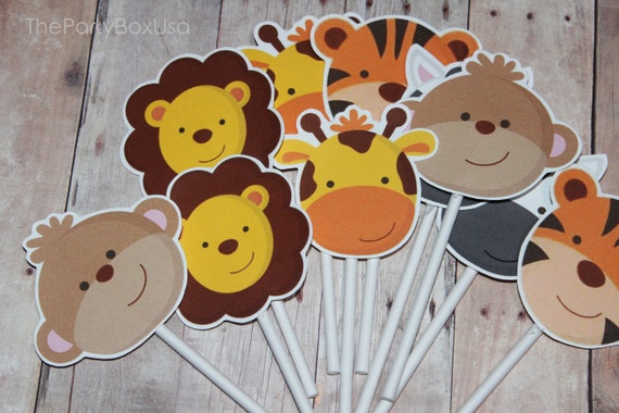 Safari Jungle cupcake toppers, Safari party decorations, Jungle animals party decor, Safari cake topper, Zoo party decorations, Il_570xn