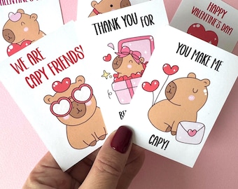 Capybara Valentines Day Cards Capybara Theme Valentines Classroom Cards Cute Personalized Cards for Classmates Valentines Exchange Cards