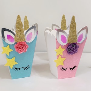 Unicorn Popcorn Box, Unicorn Party decorations, Unicorn treat boxes, Magical Unicorn theme party, Unicorn party favor bags, Set of 12