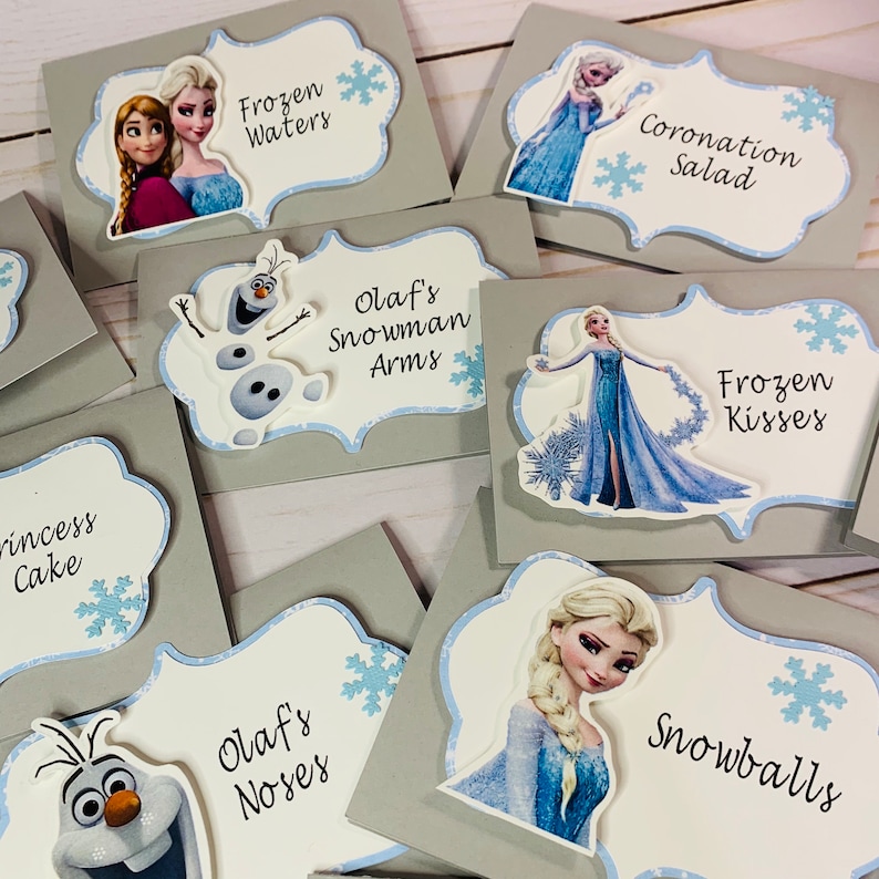 Frozen Party food tents, Frozen party food labels, Frozen party decorations, Frozen theme party, Frozen table tents, Frozen food cards image 7