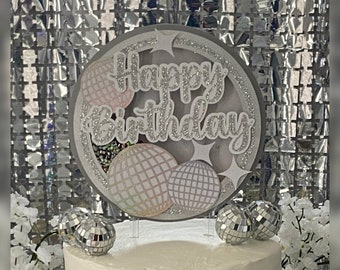 Disco Party Cake Topper Disco Ball Party Décorations Disco Ball Decor Dance Party Cake Topper Dernière Disco Thème Fête Argent Party Cake Decor