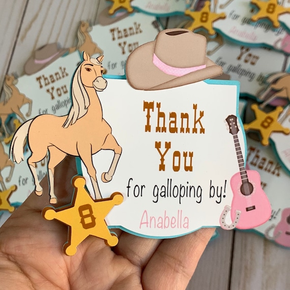 Cowgirl Party Thank You tags, Cowgirl party favor tags, cowgirl horse