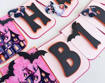 Pink Halloween Ghost Birthday Banner Halloween Party Decorations Pink Ghost Halloween Theme Party Spooky Halloween Pink Boo Banner