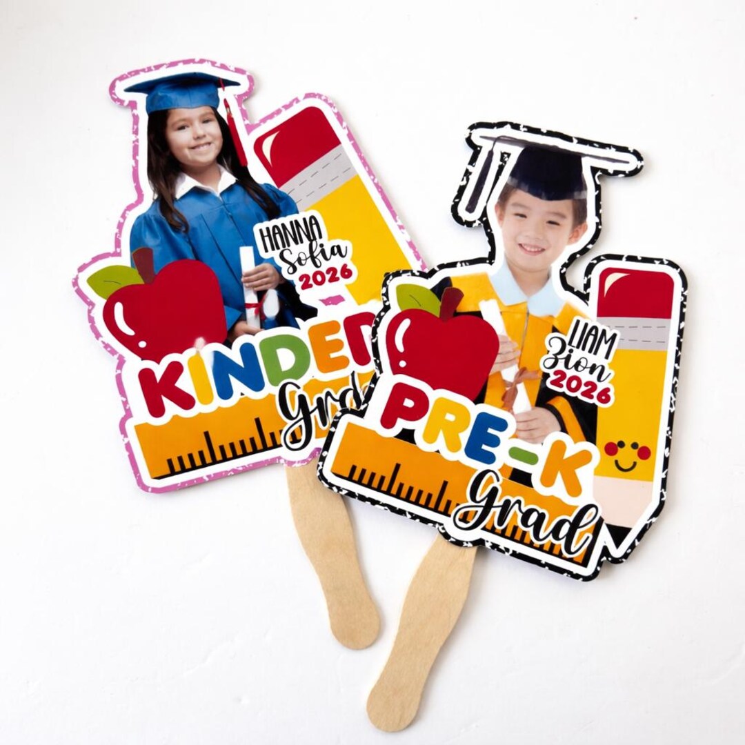 Personalized Kindergarten Graduation Fan, Custom Kinder Grad Photo Prop ...
