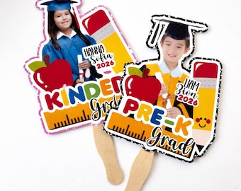 Personalized Kindergarten Graduation Fan, Custom Kinder Grad Photo Prop, Class of 2026 Party Favors or Keepsake, Pre K Grad Fan, Grad Cutout
