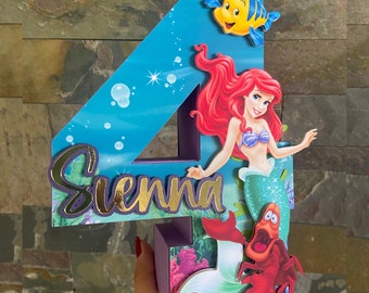 Little Mermaid 3D Number or Letter Ariel Mermaid Party Decor Little Mermaid Birthday Party Decorations Mermaid Theme Party Custom 3D Letter