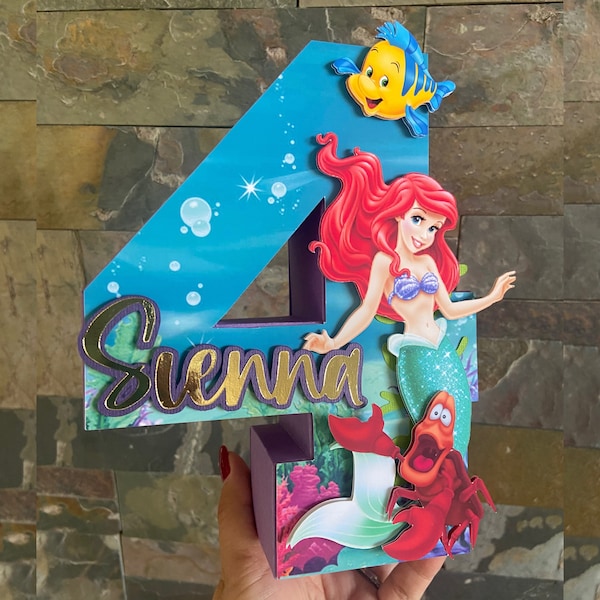Little Mermaid 3D Number or Letter Ariel Mermaid Party Decor Little Mermaid Birthday Party Decorations Mermaid Theme Party Custom 3D Letter