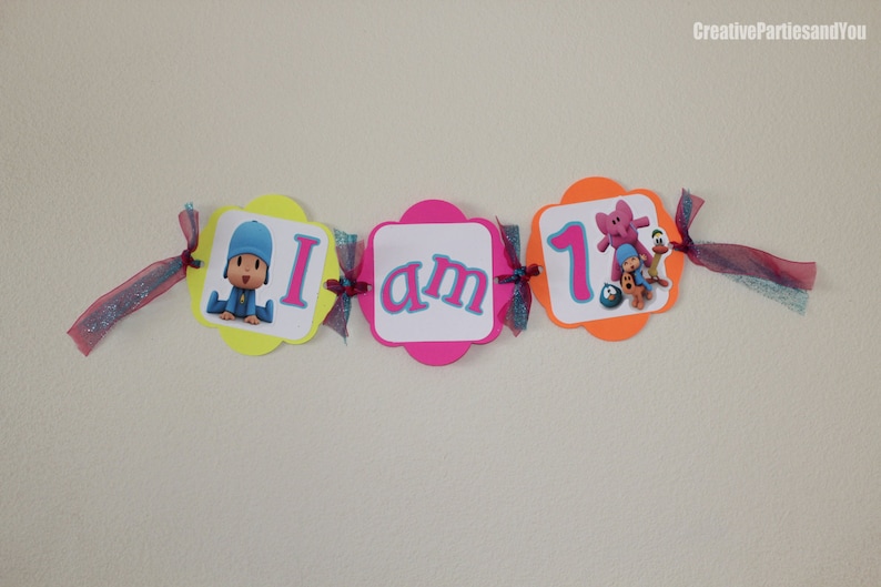 Pocoyo High Chair Banner Different colors I am 1 Pocoyo Boy or Girl