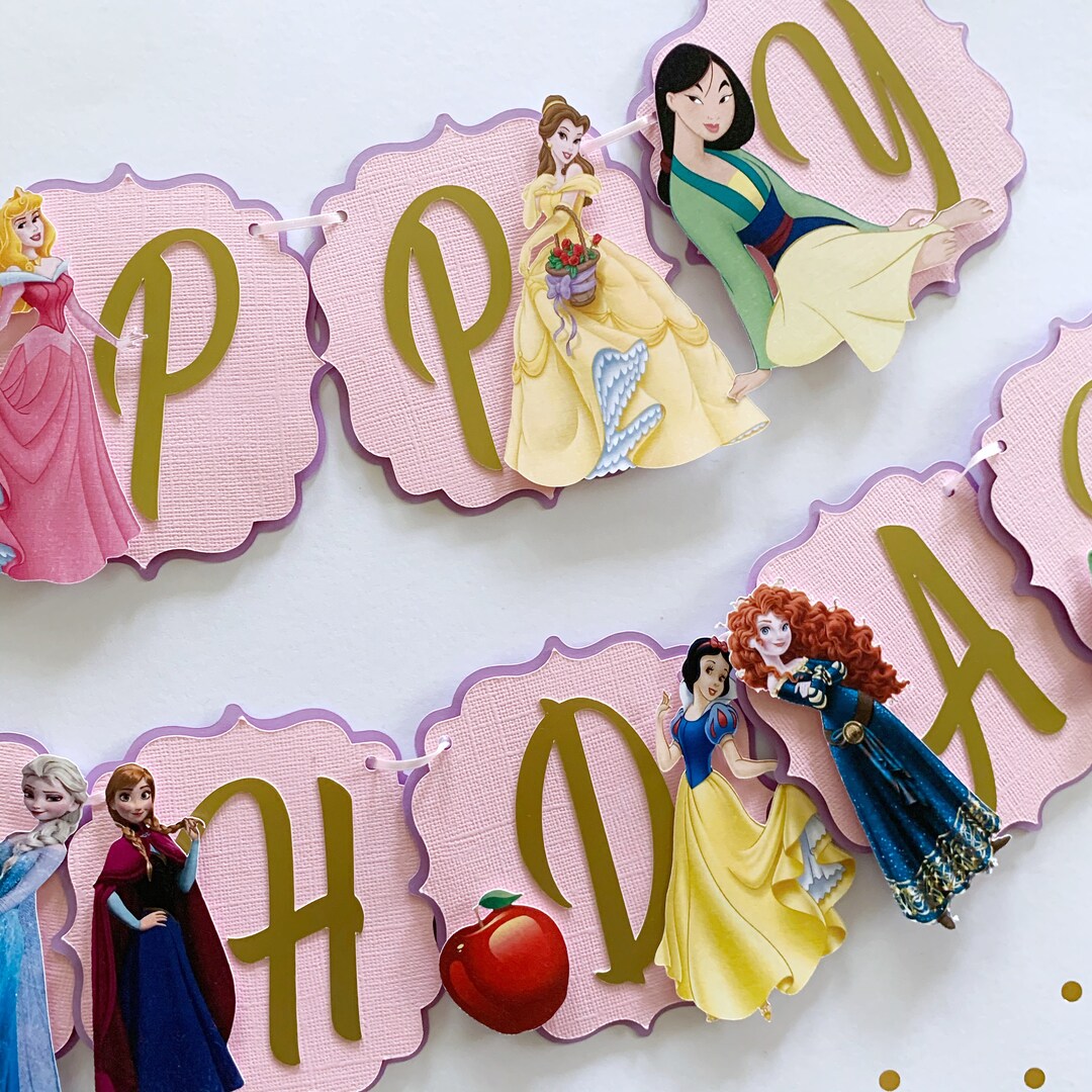 Princess Happy Birthday Banner, Princess Party Decorations, Princess