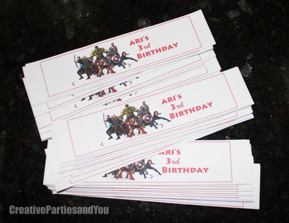 Avengers Bottle Water Labels, Superheroes Water Bottle Labels, Avengers party decorations, Avengers birthday party labels, bottle wrappers Il_570xn