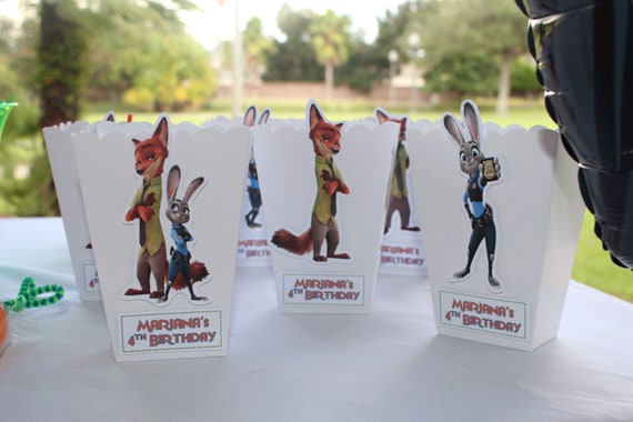Zootopia Popcorn Box, Zootopia Party Decorations, Zootopia party favor bags, zootopia party, Personalized Zootopia favor bag Il_570xn