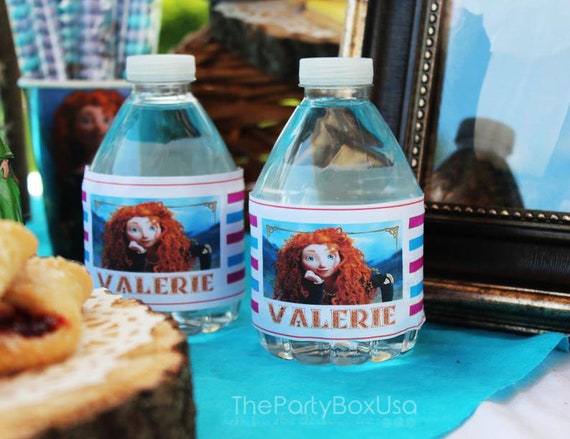 Brave Water Bottle labels, disney brave merida labels, Brave party water bottle labels, party decor stickers, bottle wrappers Set of 12 Il_570xn