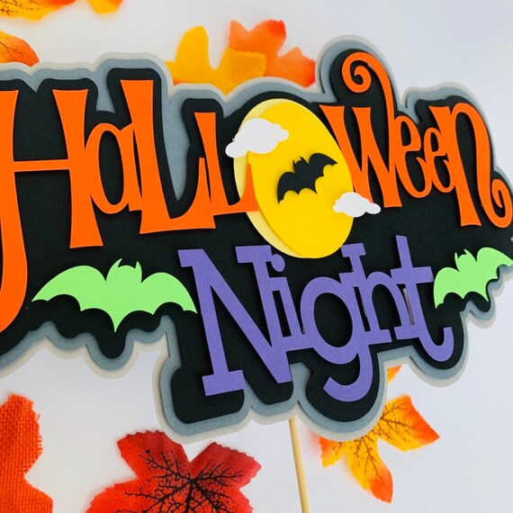 Halloween cake topper, halloween night centerpiece topper, party topper, halloween decor, halloween birthday Il_570xn