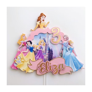 Princess Cake Topper, Princess Party Decorations, Princess Birthday Party, Personalized Princess cake topper, Disney Princesses theme party