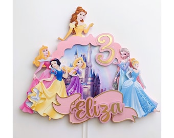 Princess Cake Topper, Princess Party Decorations, Princess Birthday Party, Personalized Princess cake topper, Disney Princesses theme party