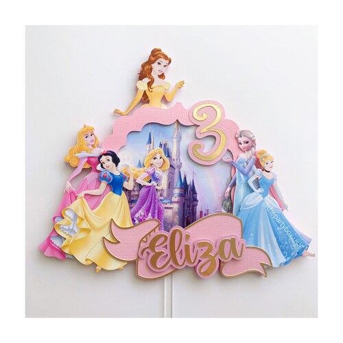 Disney Princess Cake Topper Personalized Cake Topperdisney Etsy