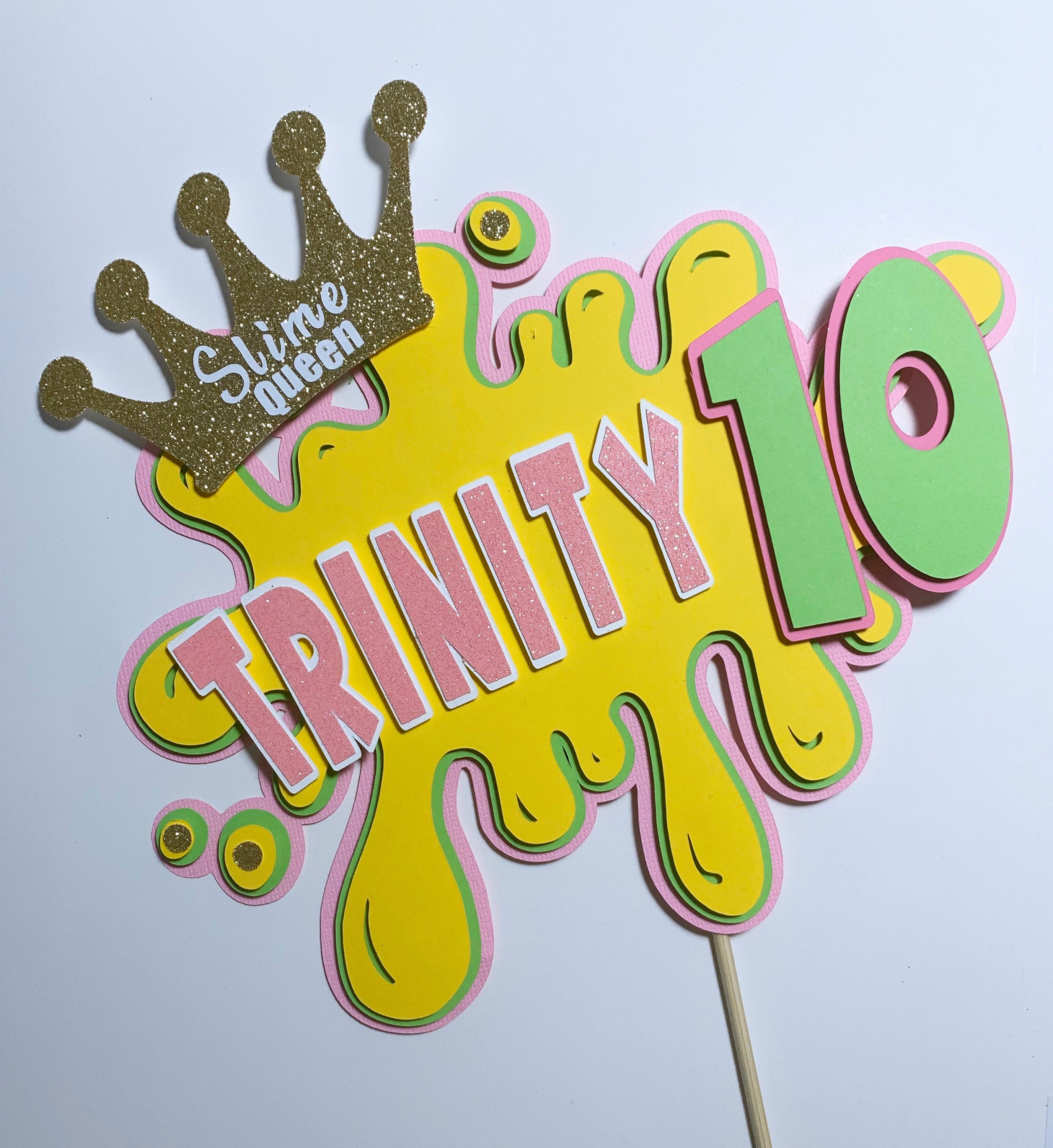  Slime Queen Cake Topper Dark Red Glitter Happy Birthday Slime  Shape Art Theme Party Decor Picks for Slime Baby Shower Birthday Party  Decorations Supplies : Grocery & Gourmet Food