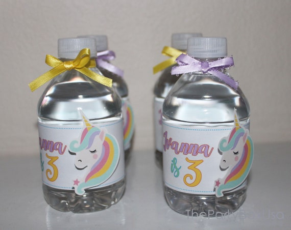 Unicorn water bottle labels, Unicorn party decorations, personalized Unicorn labels, Unicorn party favors, personalized labels, Il_570xn