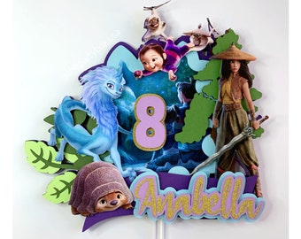 Raya und der letzte Drache Cake Topper, Raya Geburtstagsparty Dekoration, Personalisierte Raya Kuchendekoration, Raya und Sisu Cake Topper