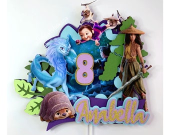 Raya and the Last Dragon Cake Topper, Raya Birthday Party Decorations, Personalized Raya cake topper, Raya and Sisu theme party decor