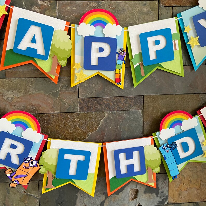 Number Blocks Banner Numbers Party Decorations Number Blocks Etsy