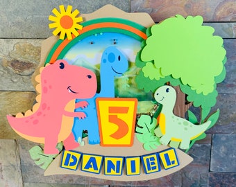 Topo de bolo personalizado de dinossauro: decoração para festa de aniversário com T-Rex