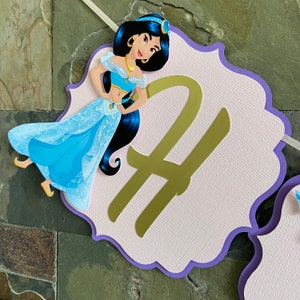 Princess Happy Birthday Banner, Princess Party Decorations, Princess party theme, Disney Princesses banner image 8