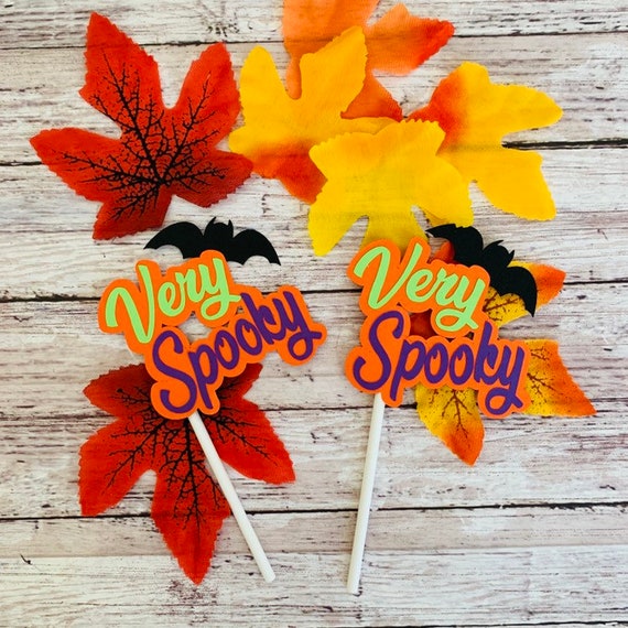 Halloween Cupcake Toppers, halloween handmade decoration, spooky halloween party, halloween party decor, set of 12 toppers Il_570xn