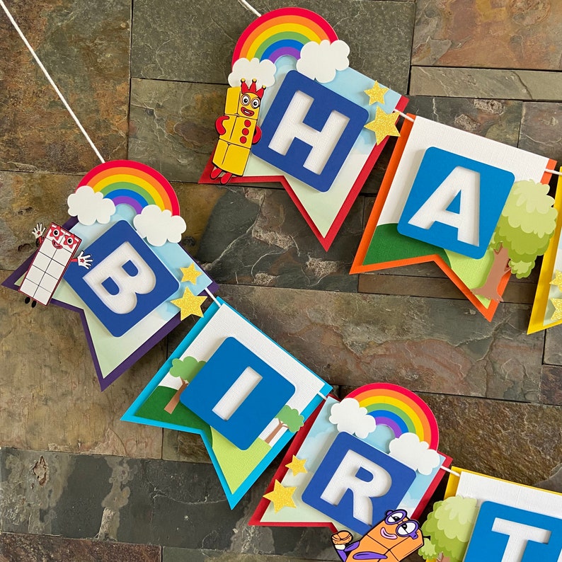 Number Blocks Banner Numbers Party Decorations Number Blocks Etsy