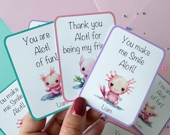 Axolotl Valentinstag Karten Axolotl Thema Valentinstag Klassenzimmer Karten Axolotl Personalisierte Karten für Klassenkameraden Valentinstag Austauschkarten