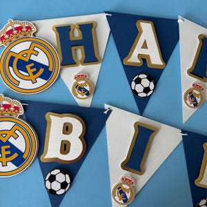 Sports Real Madrid Happy Birthday Banner, Soccer Banner, Sports Soccer Birthday Party, Soccer Theme Party, Soccer Birthday Party Decorations