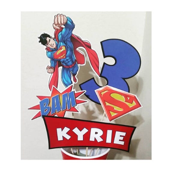 Superman Centerpiece, superheroes party decorations, superman party, superheroes centerpiece, superheroes party, personalized party decor Il_570xn