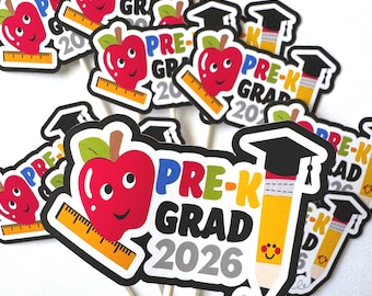 Pre K Graduation Cupcake Toppers Pre K Graduation Theme Party Decorations Last Day of School Party Class of 2026 Graduation Party Decor