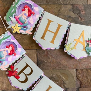Little Mermaid Happy Birthday Banner, Pastel Colors Mermaid Party Decor, Little Mermaid Birthday Party decorations, Pastel Colors Banner