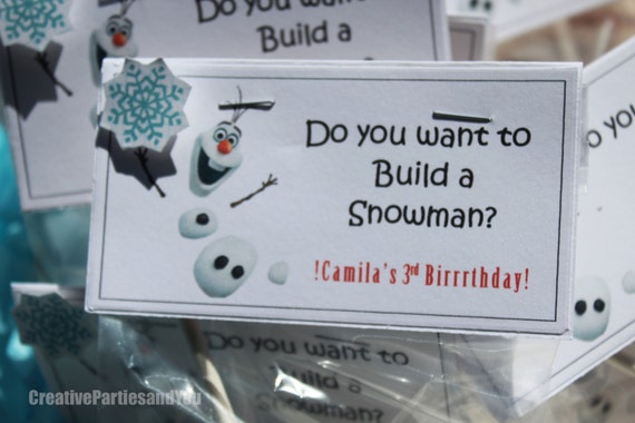 Frozen Treat Bag Topper, Do you want to Build a Snowman? Party Favor Tag, Frozen Party, Frozen Set of 12 Il_570xn